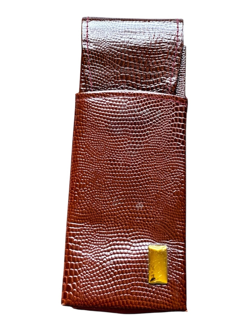 Vintage Brown Embossed Leather Cigarette Pack Holder Case